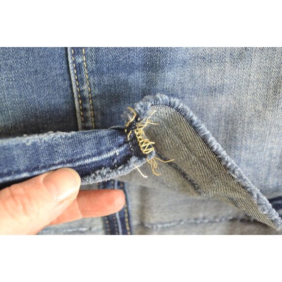 Kancan Women's 7/27 Medium Wash Released Hem Denim Mini Skirt - Picture 4 of 15